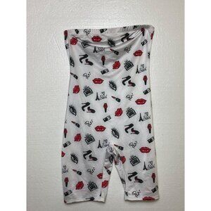Fashion Nova White Strapless Romper W/ Fun Lipstick & Eye Print Sexy Bodycon XL